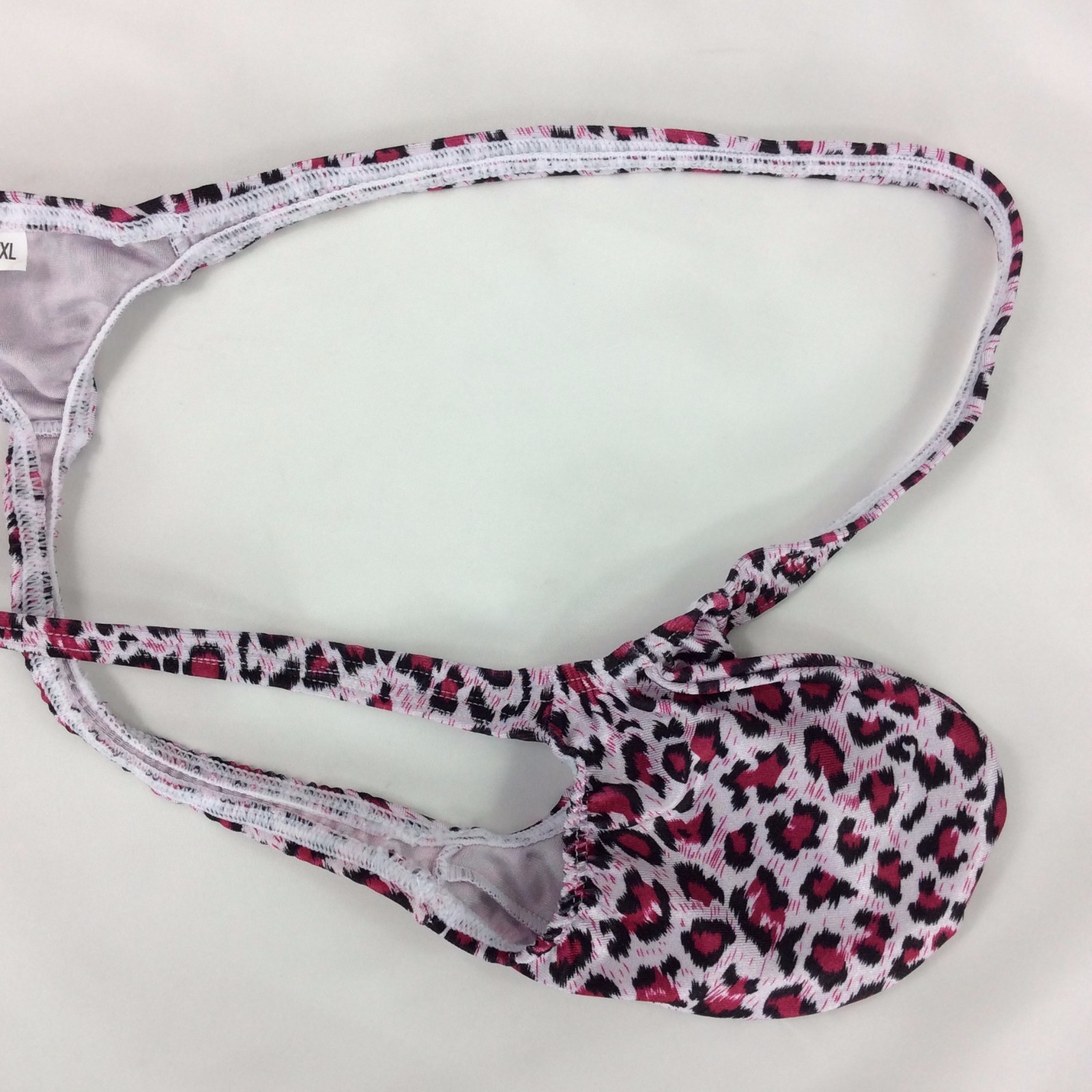 K403 P String Thong Grape Smugglers Contoured Pouch Leopard Printed Swim fabric
