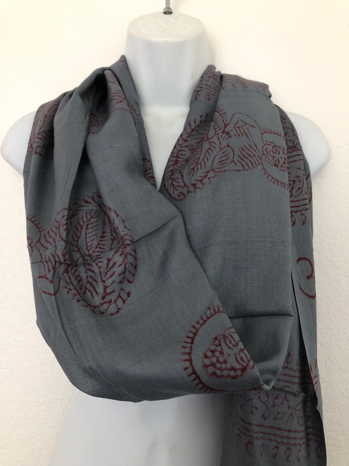Om Hippie Yoga Meditation Prayer Gray Shawl Cotton Large Scarf Nepal Handmade