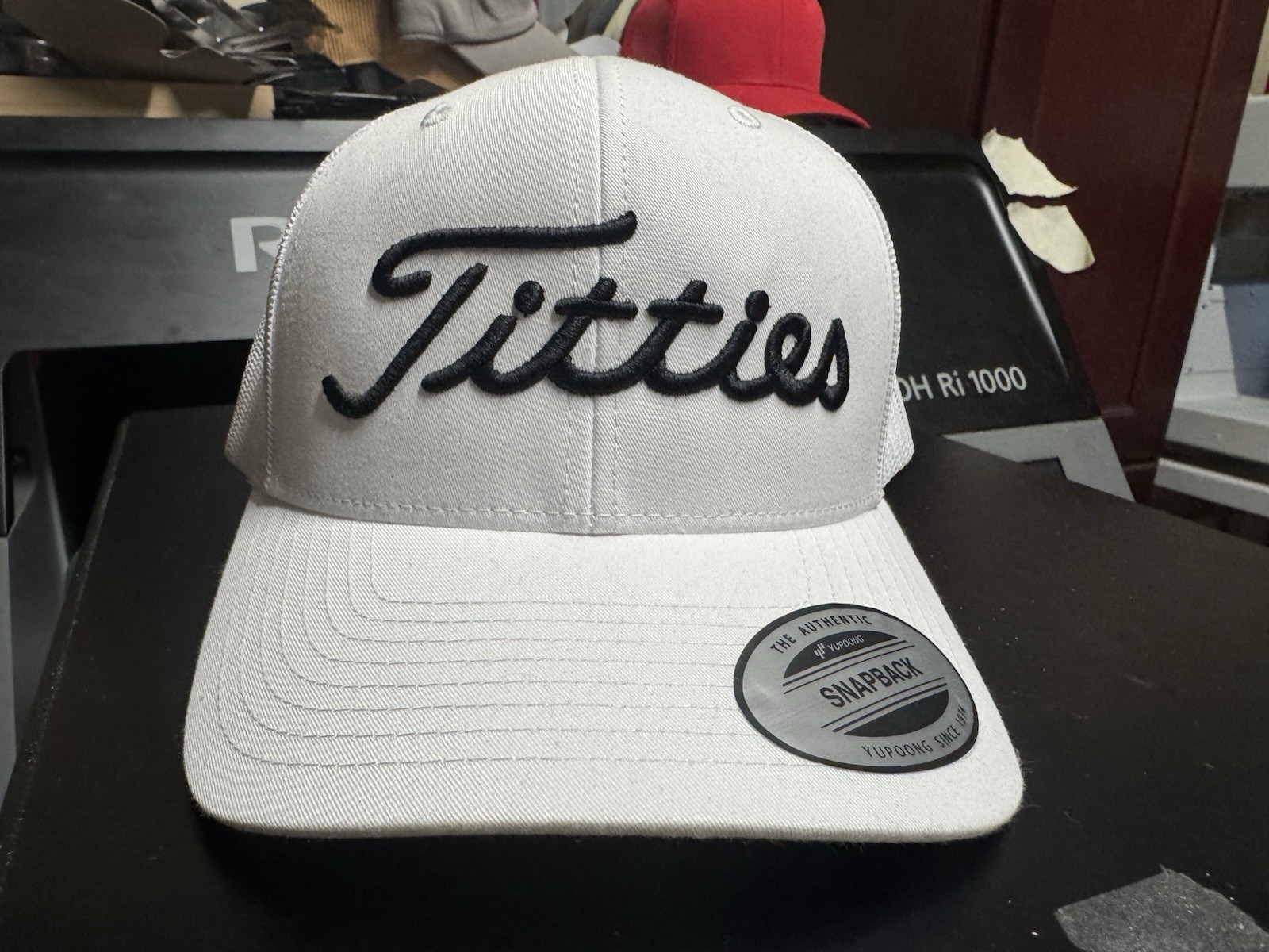 White Titties Golf Snapback Mesh Trucker Hat -Not Titleist – Funny Golf Gift USA