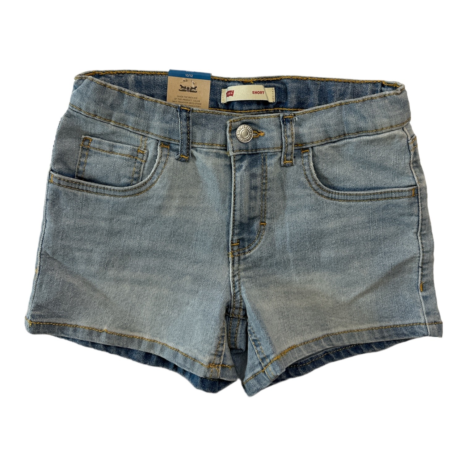 Levi’s Girl’s Adjustable Waistband Stretch 3″ Inseam Denim Short (Light Wash,