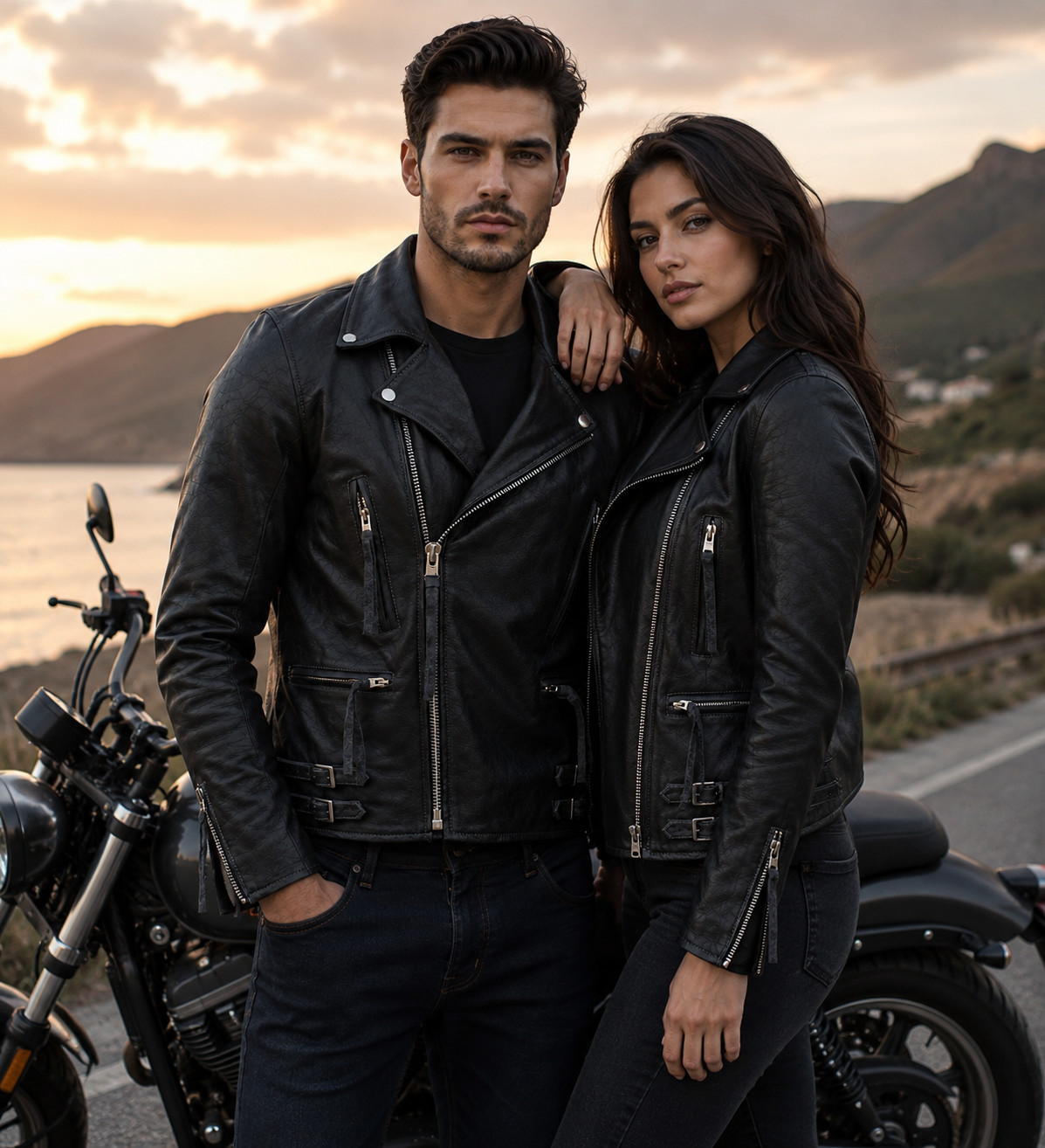 Men’s Genuine Leather Double Rider Jacket Classic Brando Motorcycle Biker Coat