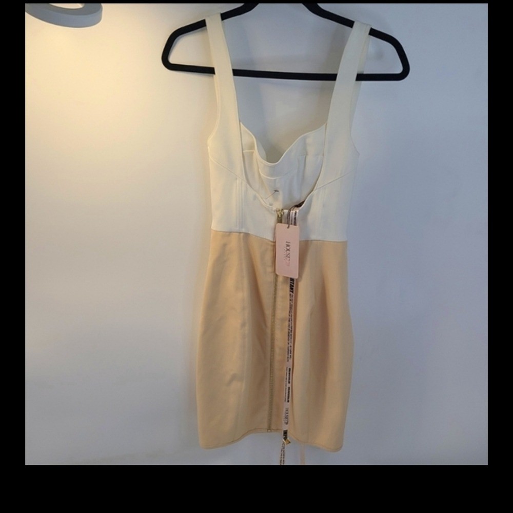 House of cb omari white and nude criss cross corset dress new size xsmall XS