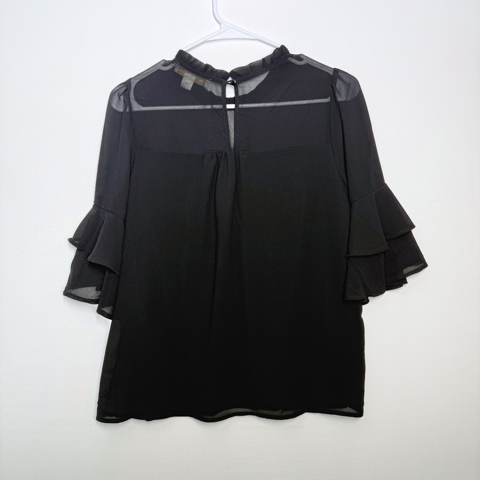 Monteau Sheer Ruffle Top Blouse Sz M Whimsygoth Victorian Dark Romance Coquette