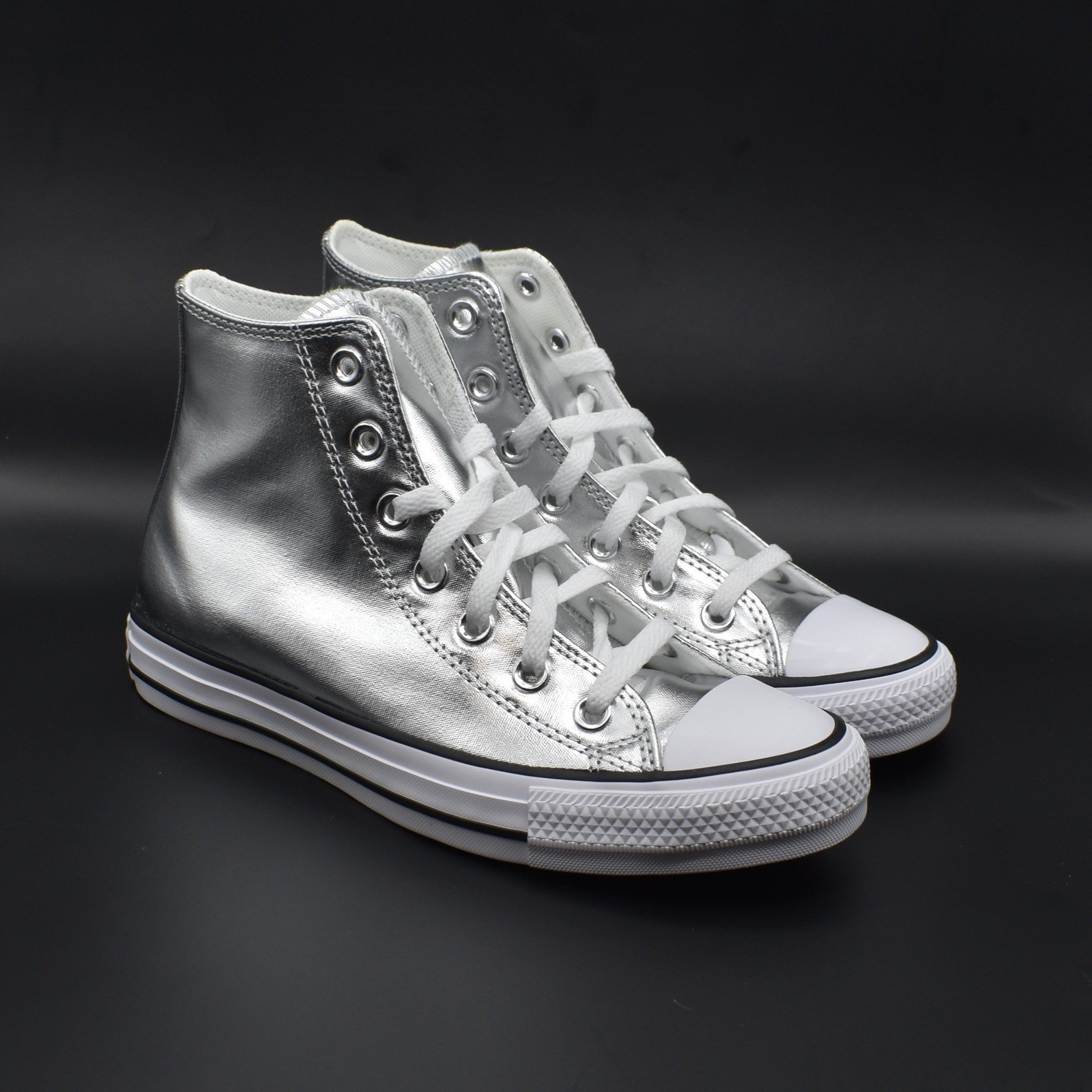 Converse Chuck Taylor All Star Hi Sneakers Metallic Silver W8 M6 NEW A14875C NIB