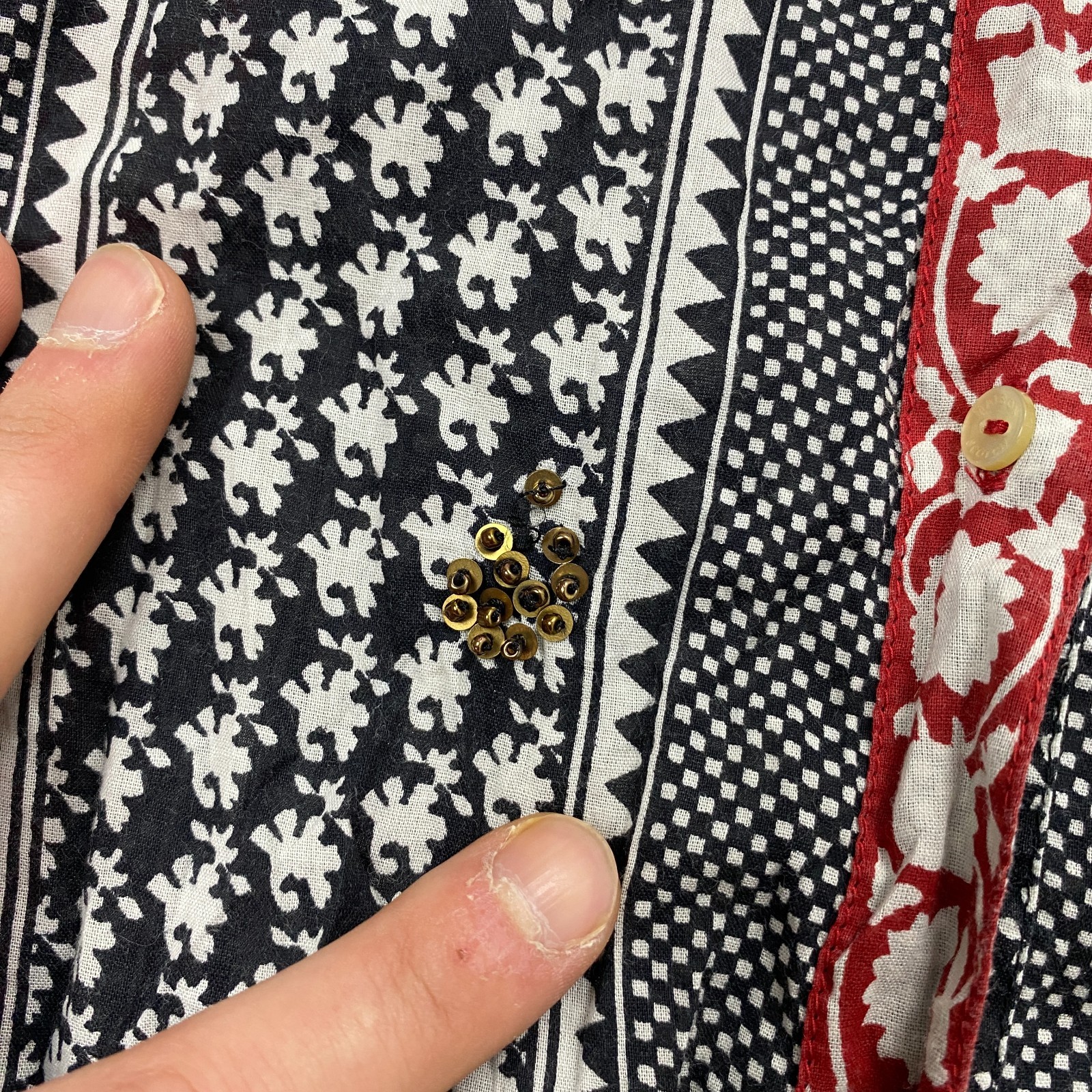 Scotch & Soda Printed Cotton Shirt Embellished Long Sleeve Button Up Size M (2)