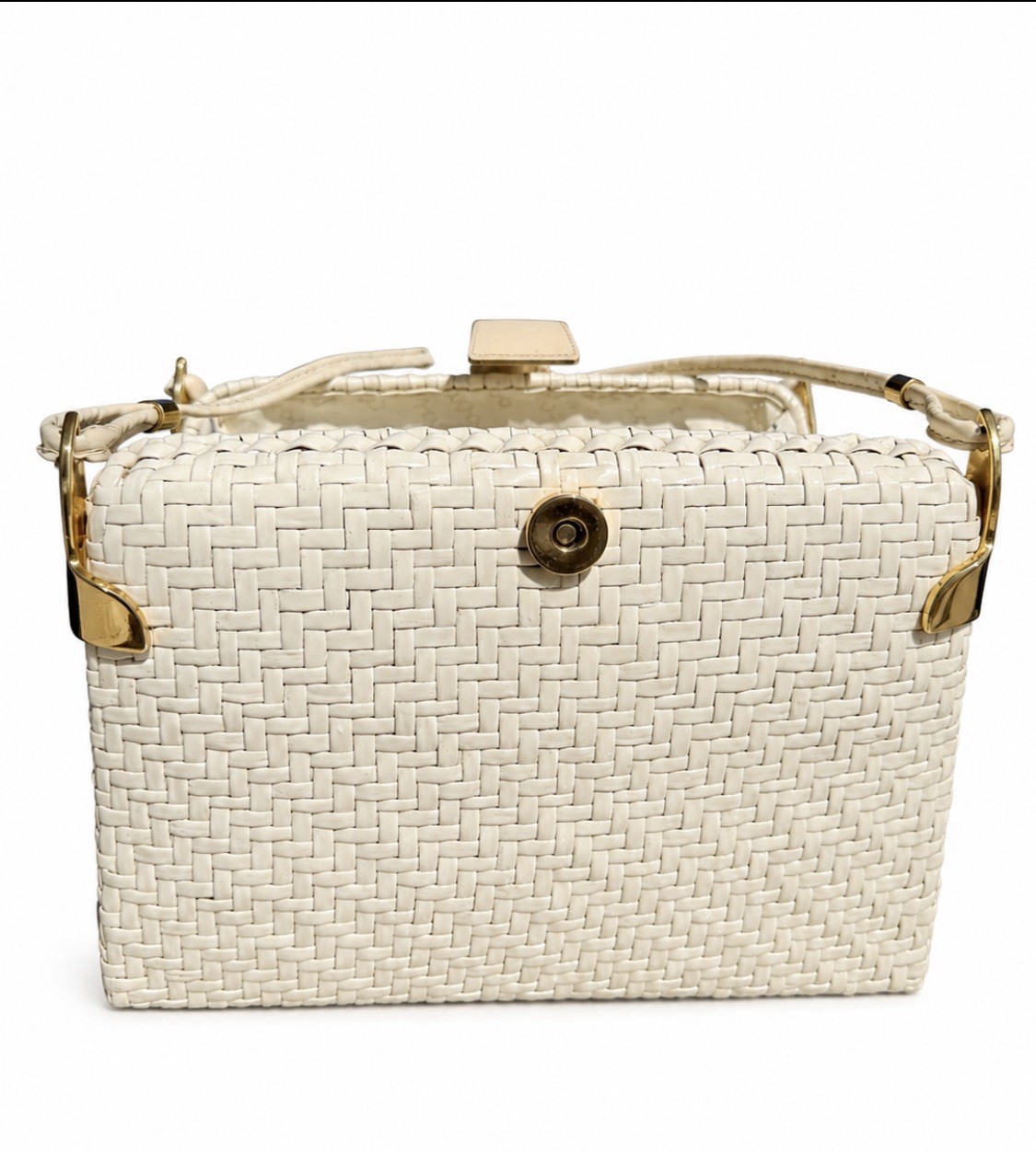Vintage Rodo Italy Woven Crossbody Shoulder Bag Leather Strap