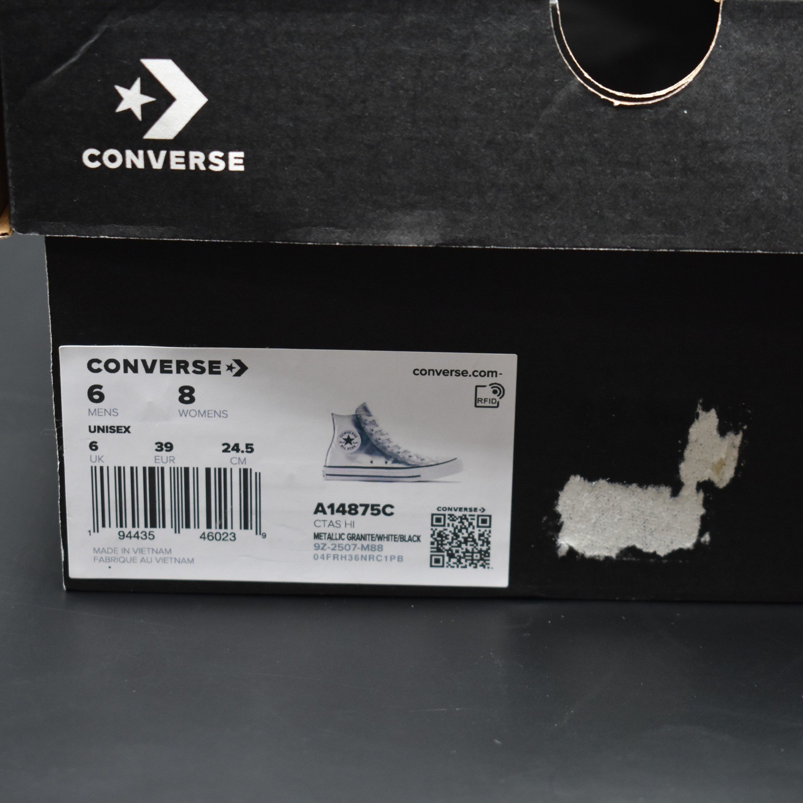 Converse Chuck Taylor All Star Hi Sneakers Metallic Silver W8 M6 NEW A14875C NIB