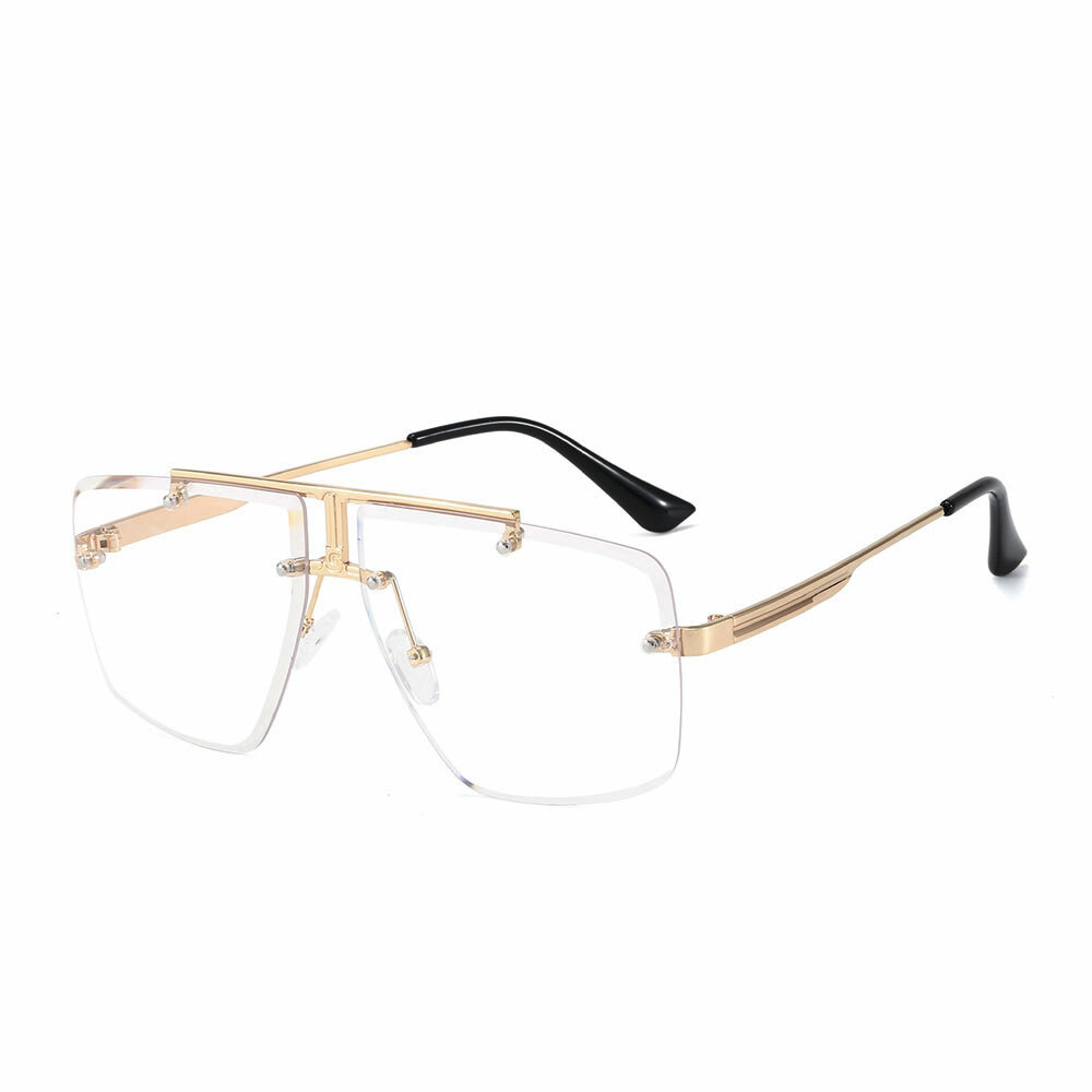 Square Pilot Rimless Sunglasses Mens Driving Outdoor UV400 Fashion Shades