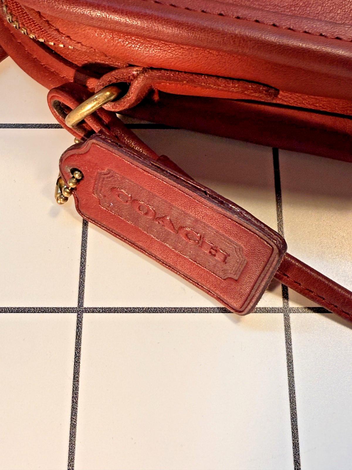 Vintage Coach 9017 Abbie Zip crossbody bag red leather 1997 – evening bag/clutch