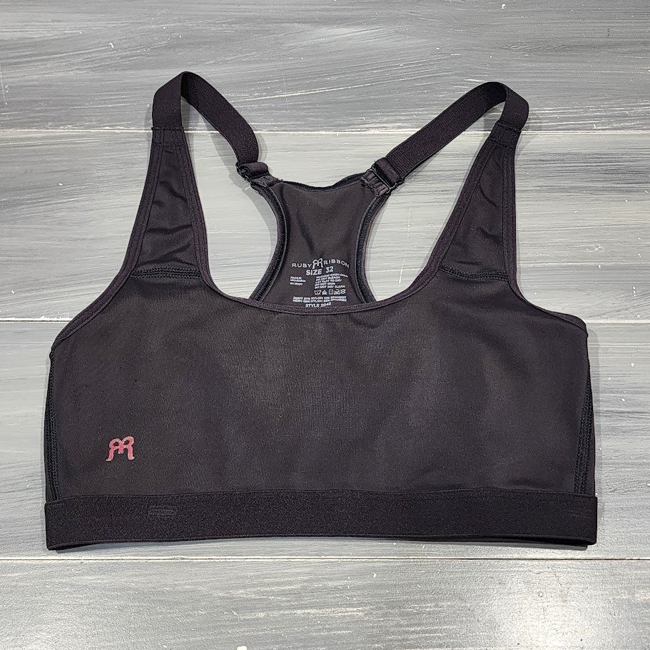 Ruby Ribbon Bra Sport Demiette Style 3042 Size 32 Black Wireless