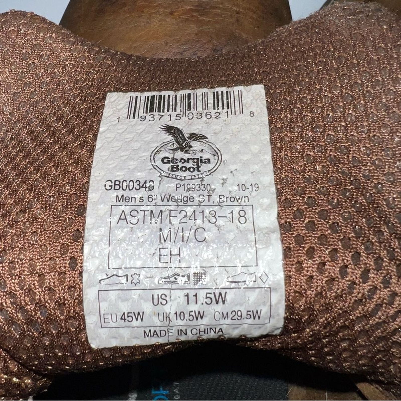 Georgia Boot Brown Custom Tuff-Toe Mock Wedge Work Boots 11.5W