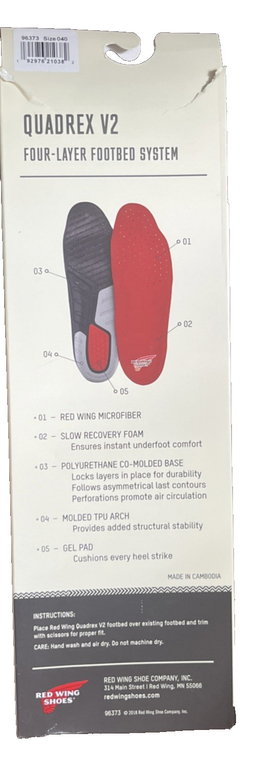 Quadrex V2 Replacement Footbed Insoles Molded Arch Gel Heel Pad Men 4/Women 6