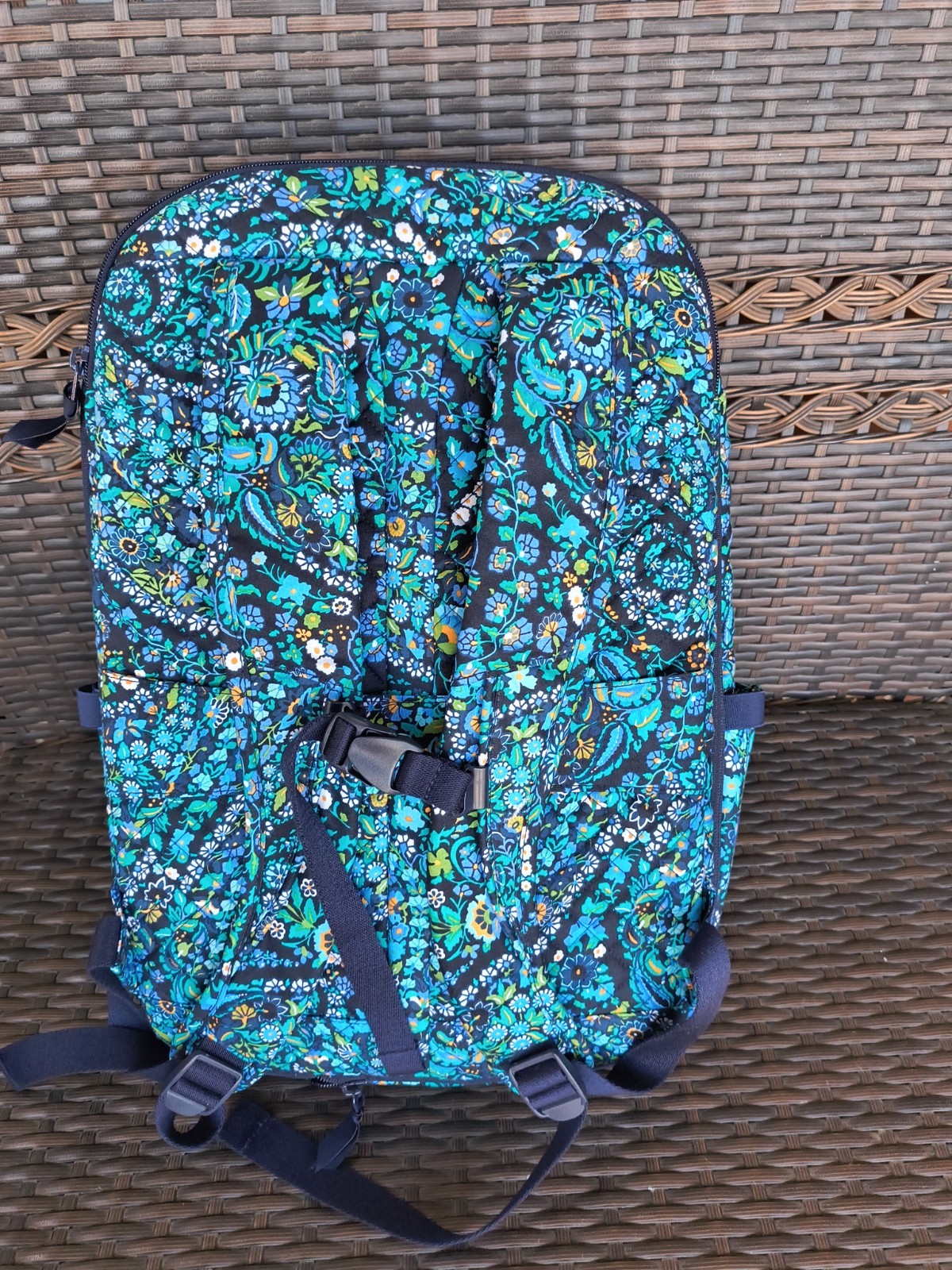 Vera Bradley Essentials large backpack Go Fish Blue Geometric Preppy Beach