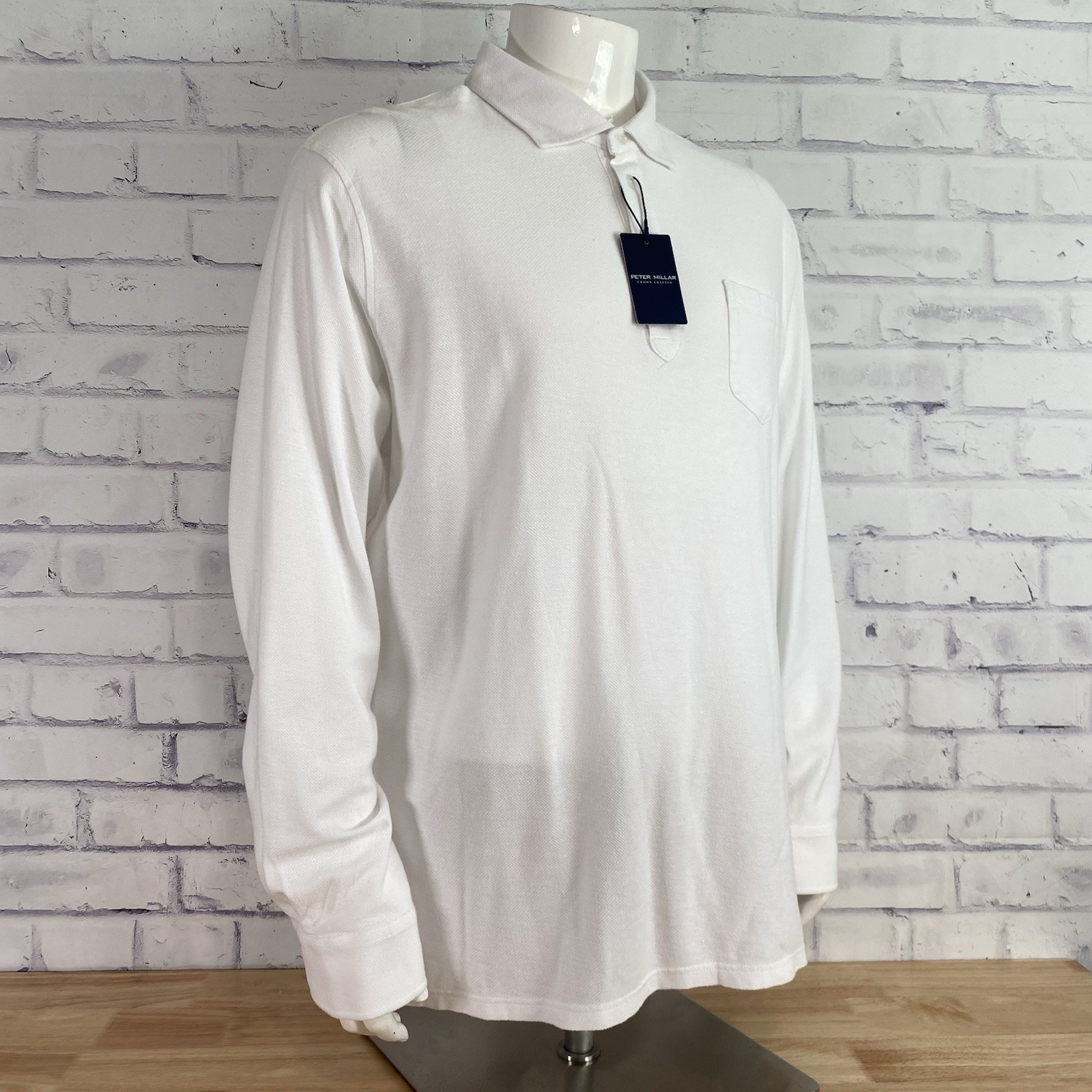 Peter Millar Shirt Men’s XL Polo Long Sleeve Crown Crafted Linen Blend Golf NWT
