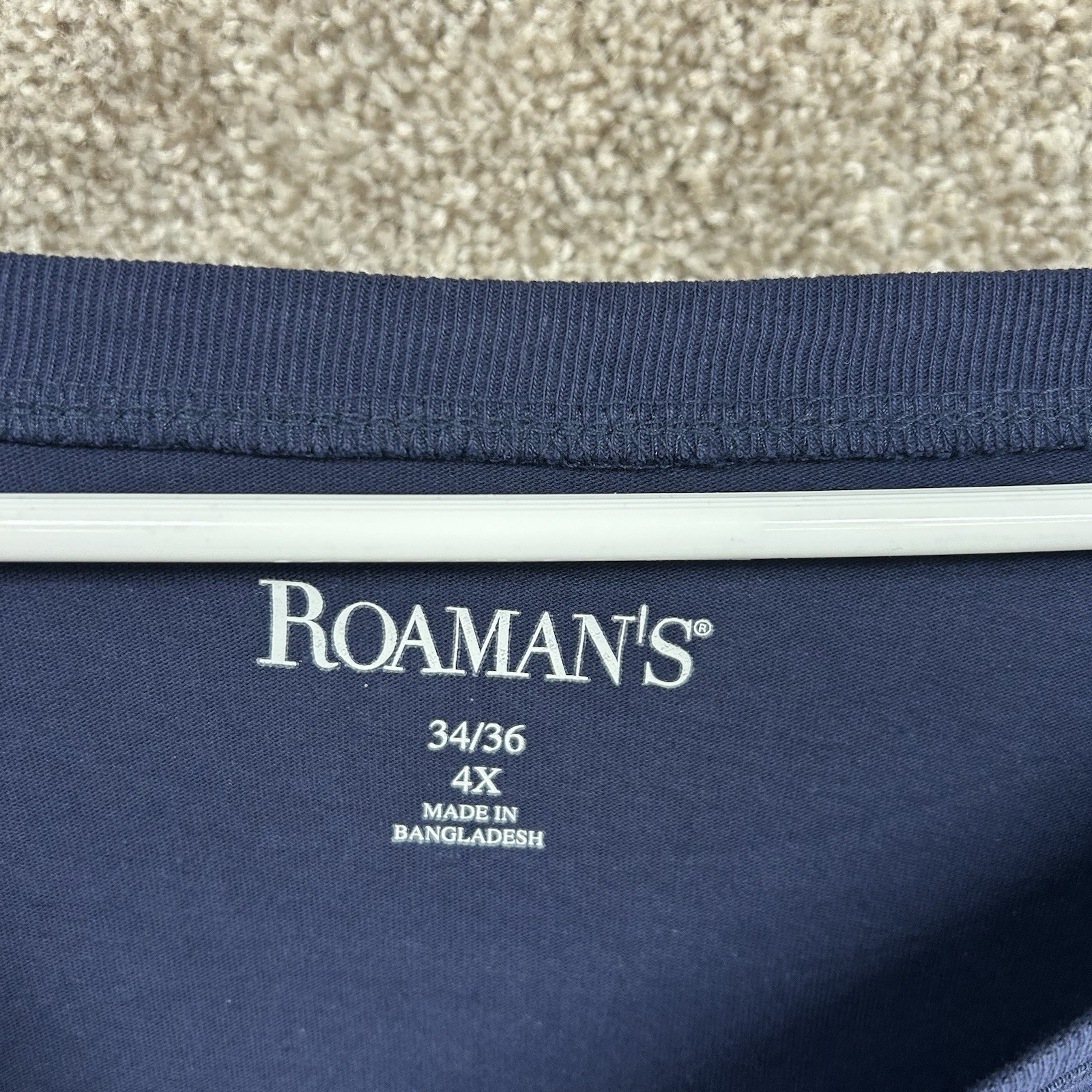 NWOT Roman’s Women’s 4X Navy Blue Log Sleeve Top Plus Size 34/36 Cotton Casual