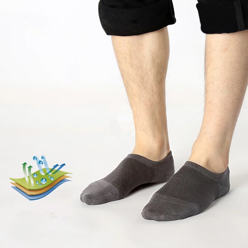 Men Bamboo No Show Dress Nonslip Ankle Sport Breathe Solid Casual Socks 5/10Pack