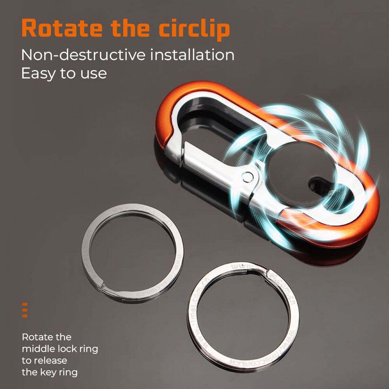 Carabiner Heavy Duty Double Ring KeyChain – locking key ring, key fob holder