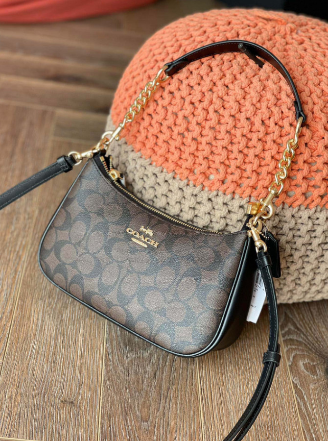 NWT COACH CA548 Teri Shoulder Bag In Signature Canvas/Gold/Brown Free
