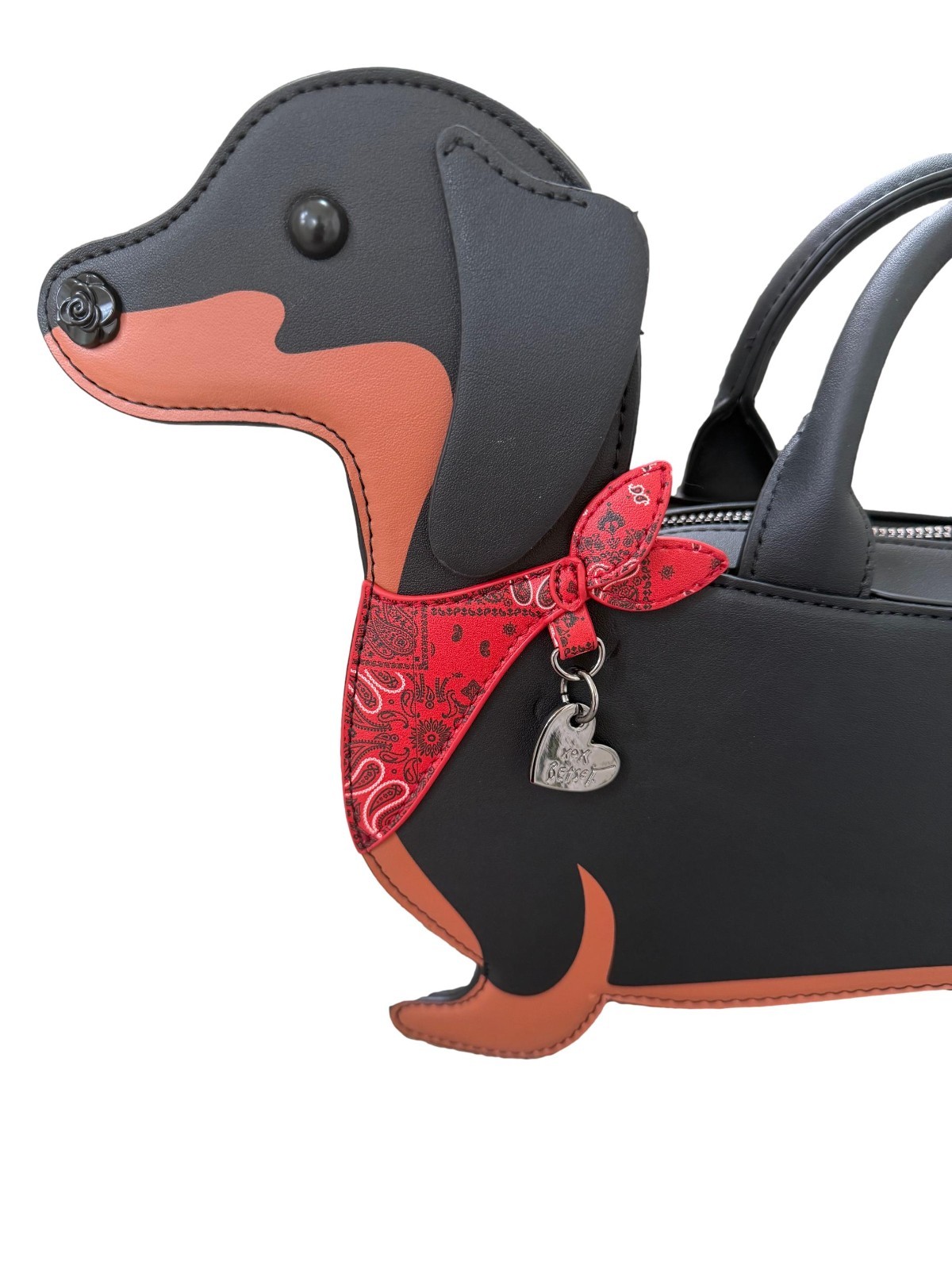 Betsey Johnson XO BARK Kitsch Dachshund Puppy Dog Large Top Handle Shoulder Bag