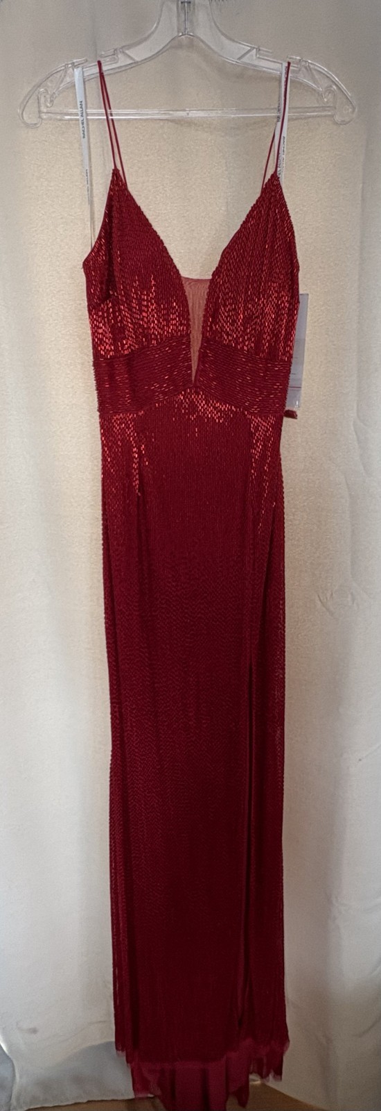 New Rachel Allan Beaded Red Gown Size 6