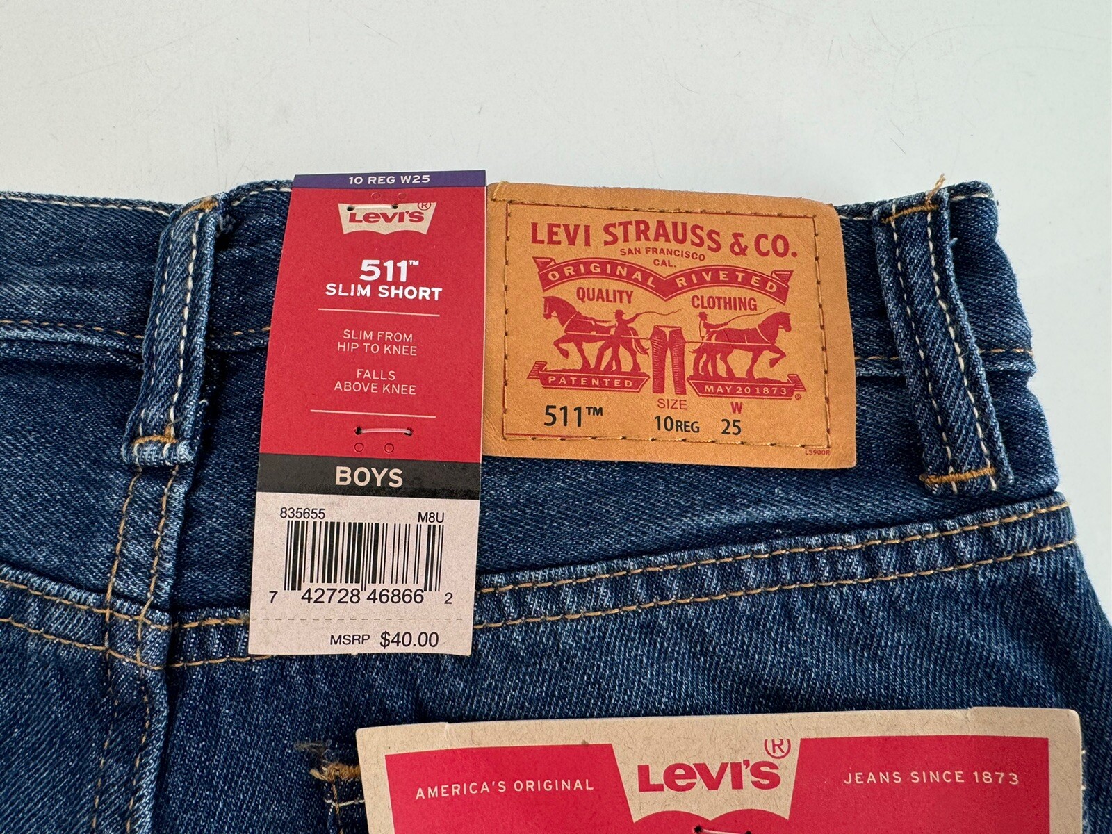 Levi’s Boy’s Kids 511 Slim Short Size 10 W25 New Tags $40.00 Denim