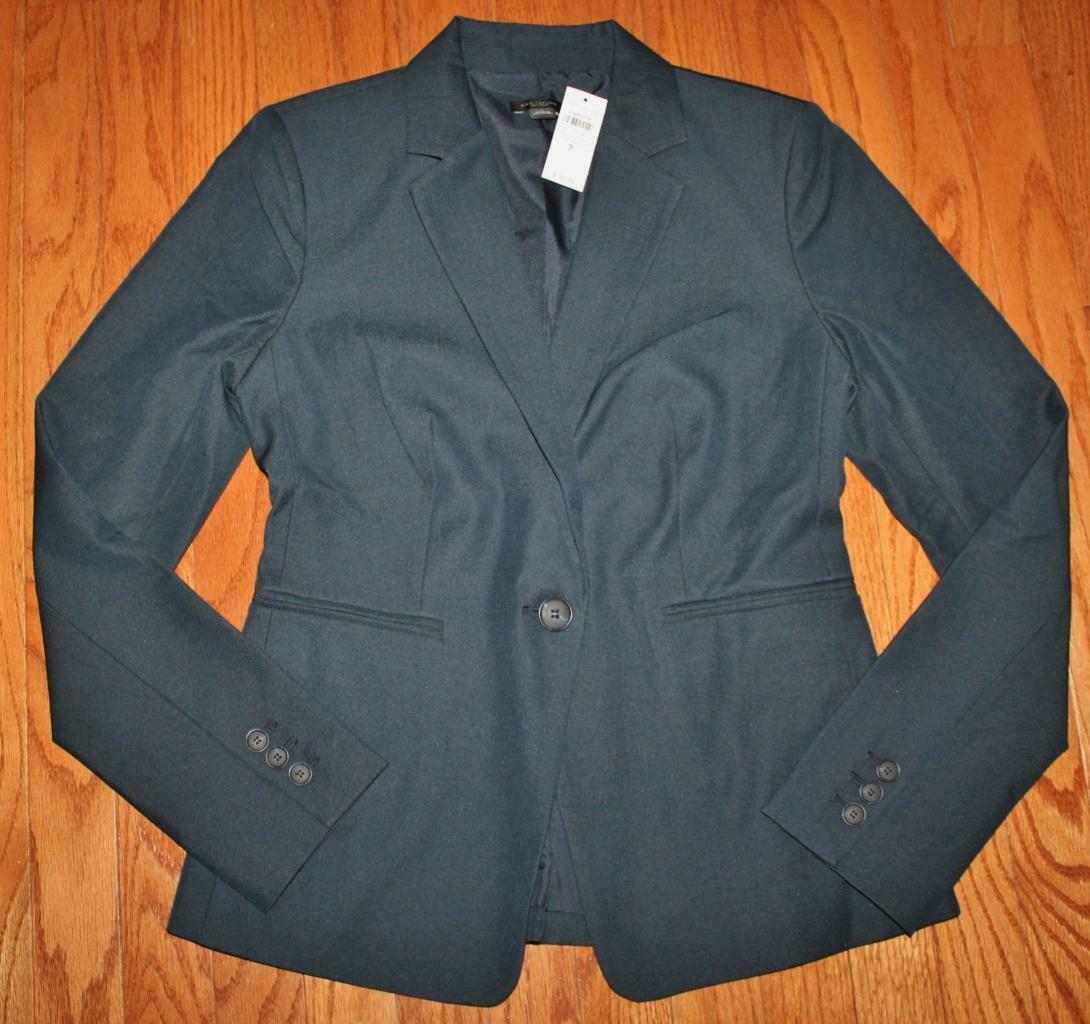 NWT Womens Ann Taylor Machine Washable 1-Button Blue Blazer Dark Navy Rinse *E1