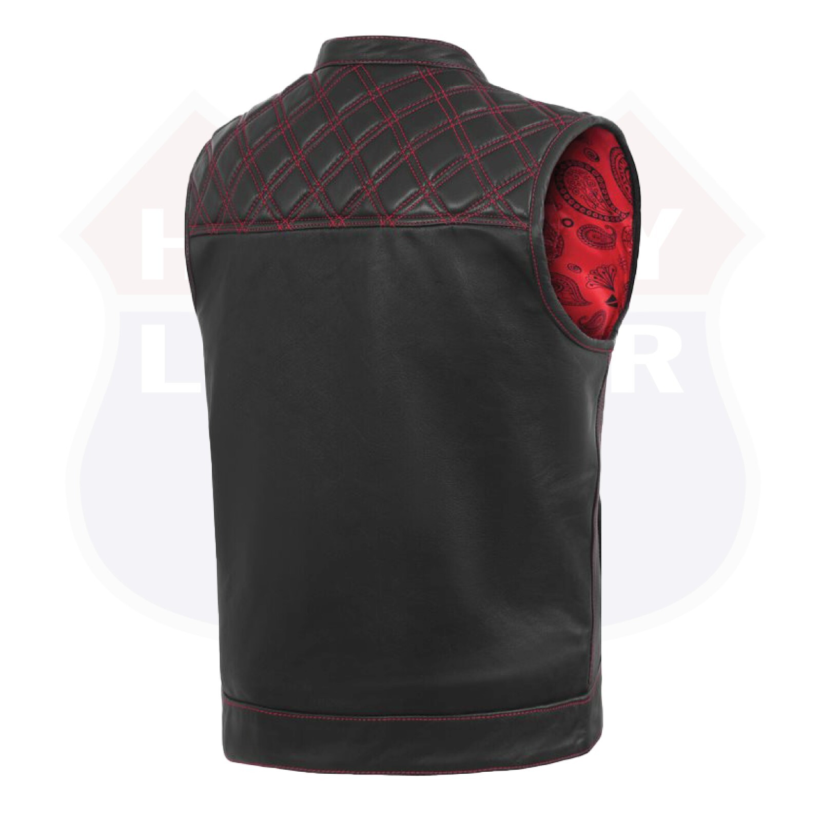 RED black men cross stich vest , HL11693SPTRED black men ,USA stock leather vest
