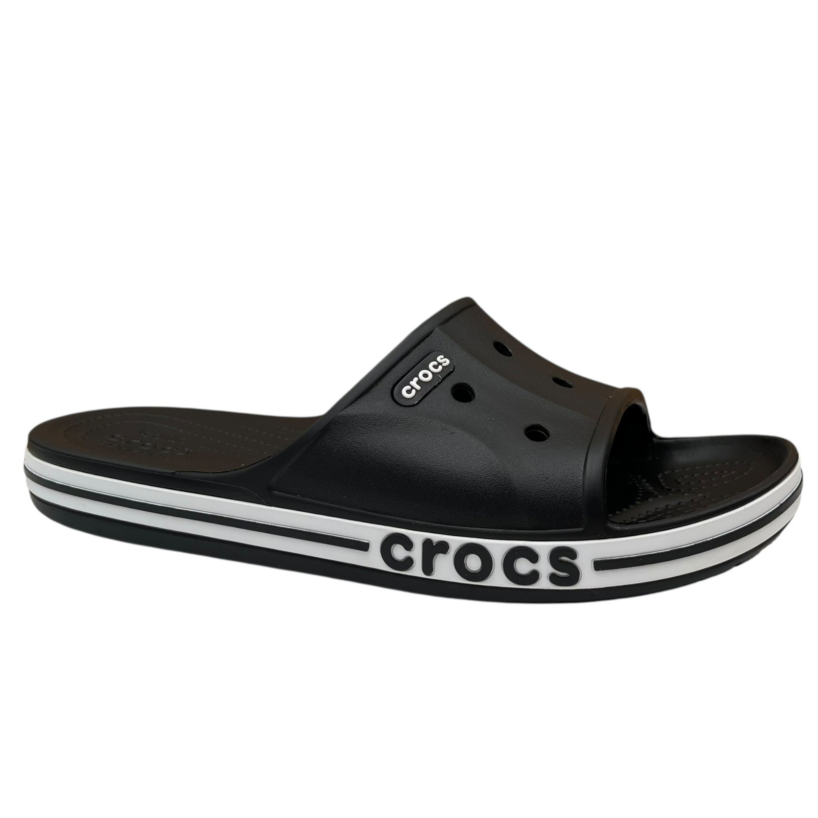 Crocs Bayaband Mens Slide Sandals Size 10 Black White Water Friendly Lightweight