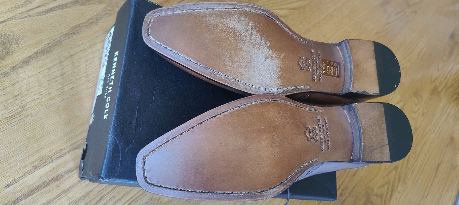 Kenneth Cole New York Made In Italy Brown Leather Brogue Oxford Dress Shoes
