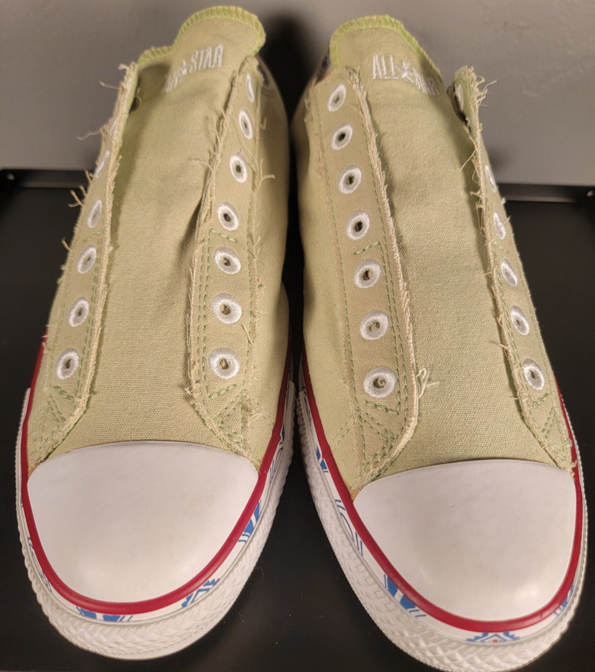 VTG 2006 Converse Chuck Taylor Slip On Apple Green Folk Art Foxing Men 12 NWOB