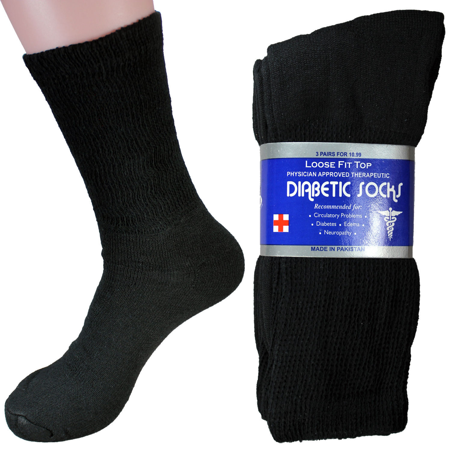 12 Pairs Men’s Circulatory Diabetic Crew Socks Health Cotton 9-11 10-13 13-15