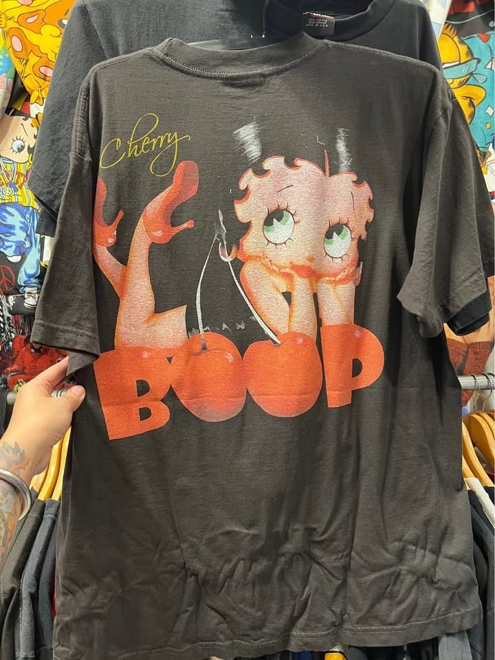 Boopfiction Graphic T-Shirt Vintage Style Parody Single Stitch Faded Black XL