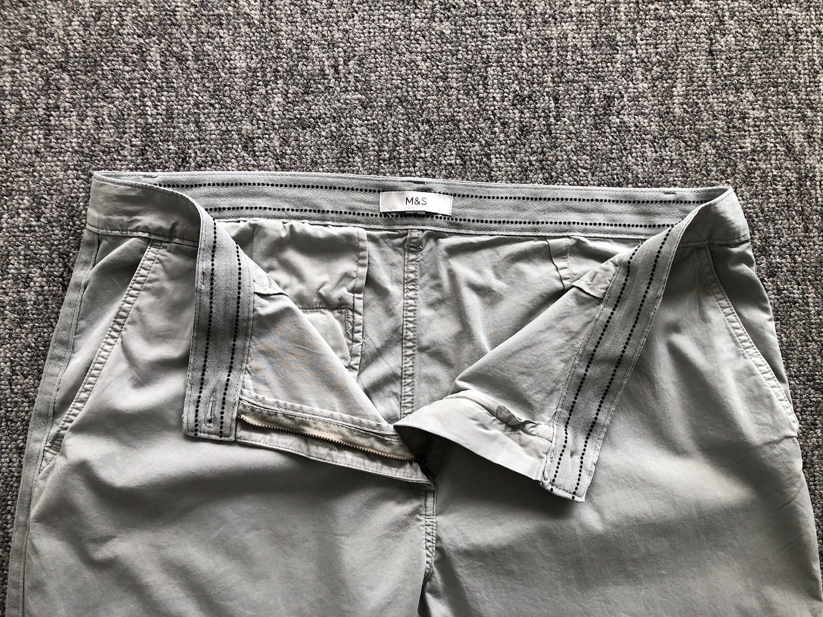 M&S Womens Light Grey Chinos Trousers Uk Size 18 L29in