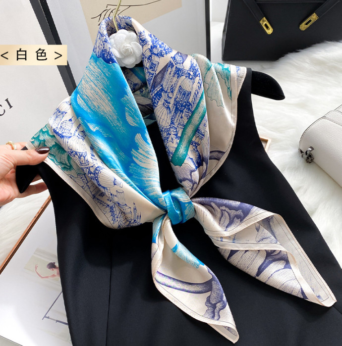 100% Silk Mulberry Scarf Neckerchief petals Print Square Shawl Bandanna 35” new