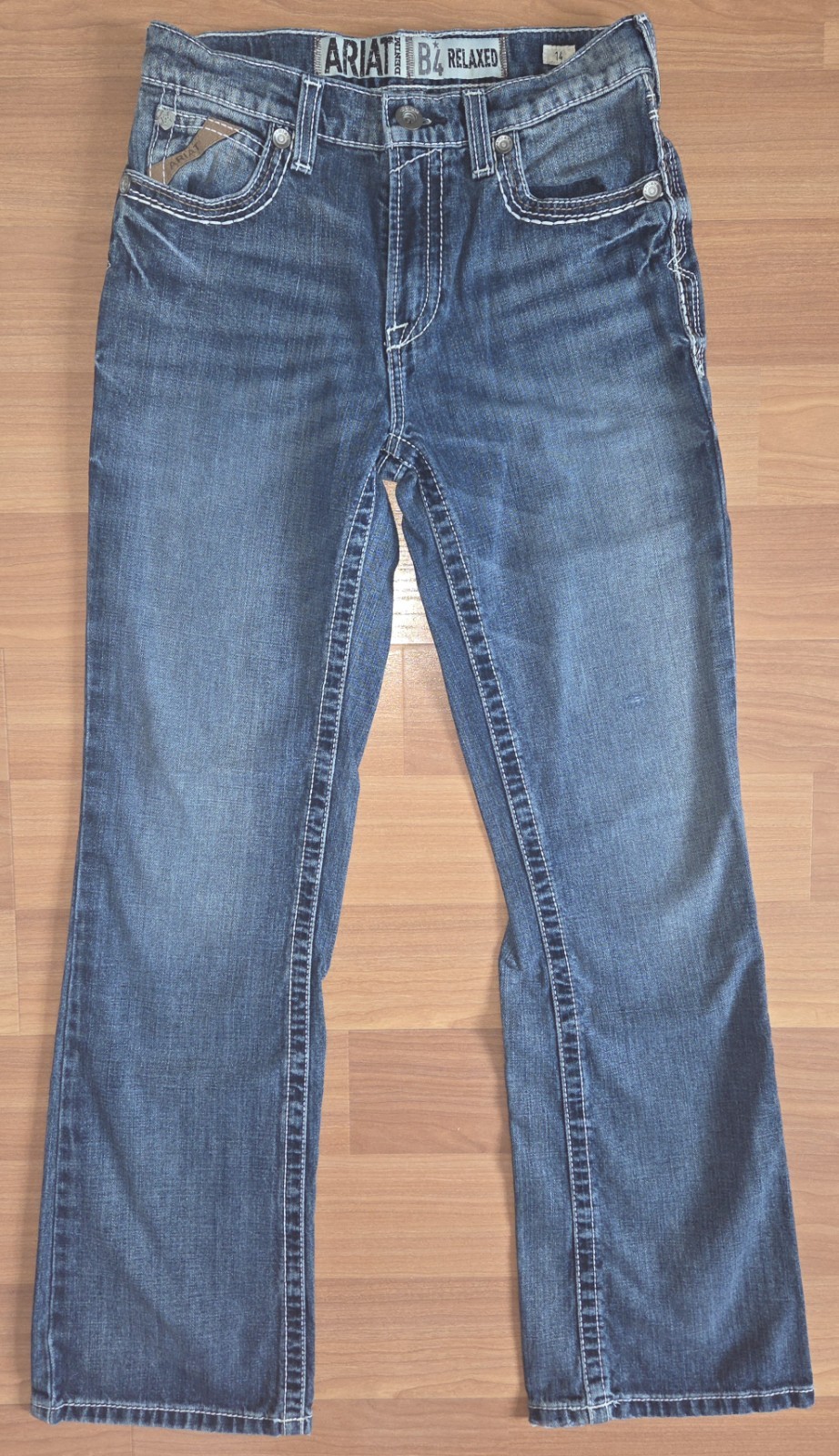 Ariat, Boys Size 14, B4 Relaxed Coltrane Boot Cut Jean in Durango, EUC