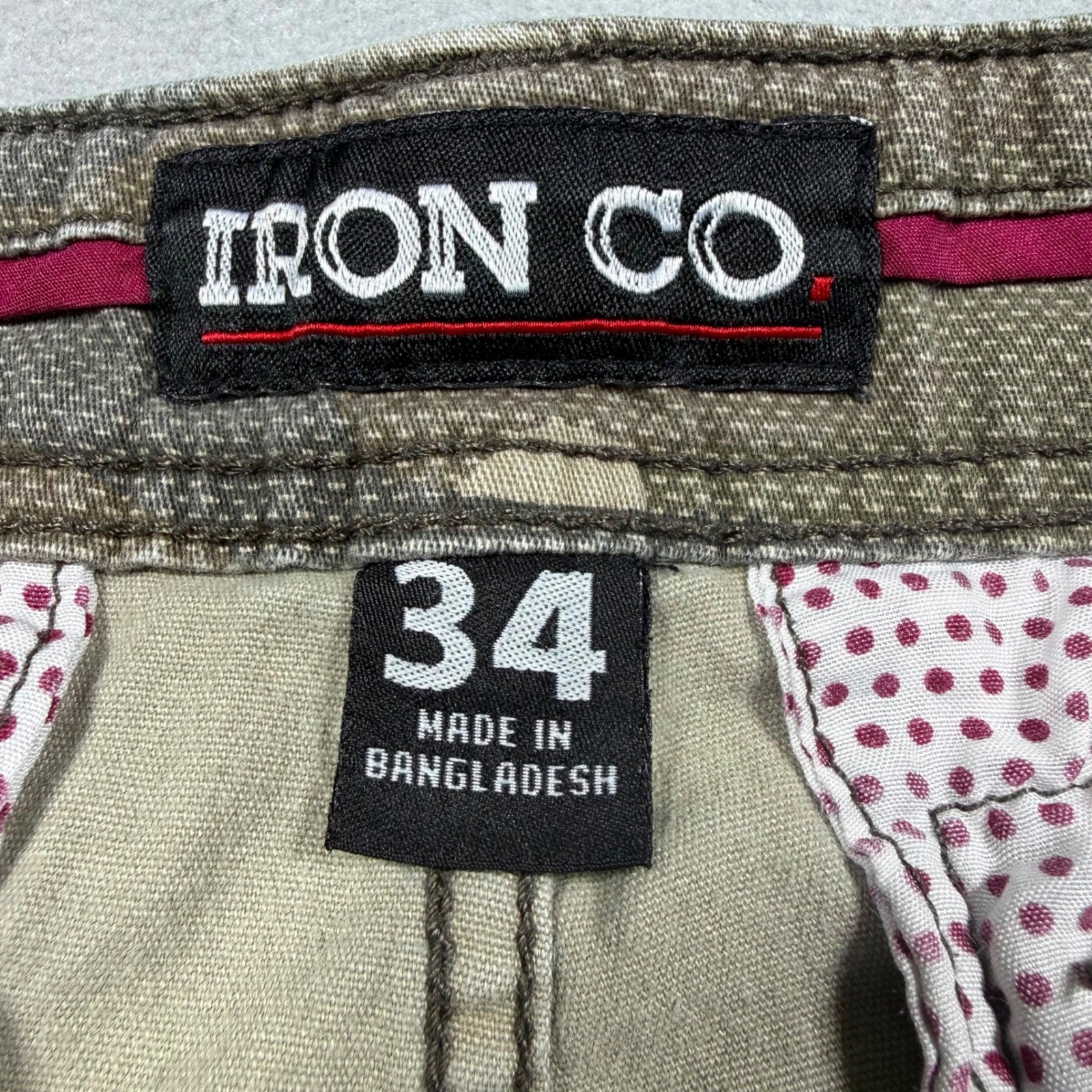 Iron Co Mens Camo Cargo Shorts Green Tan Camouflage Size 34 Casual Outdoor