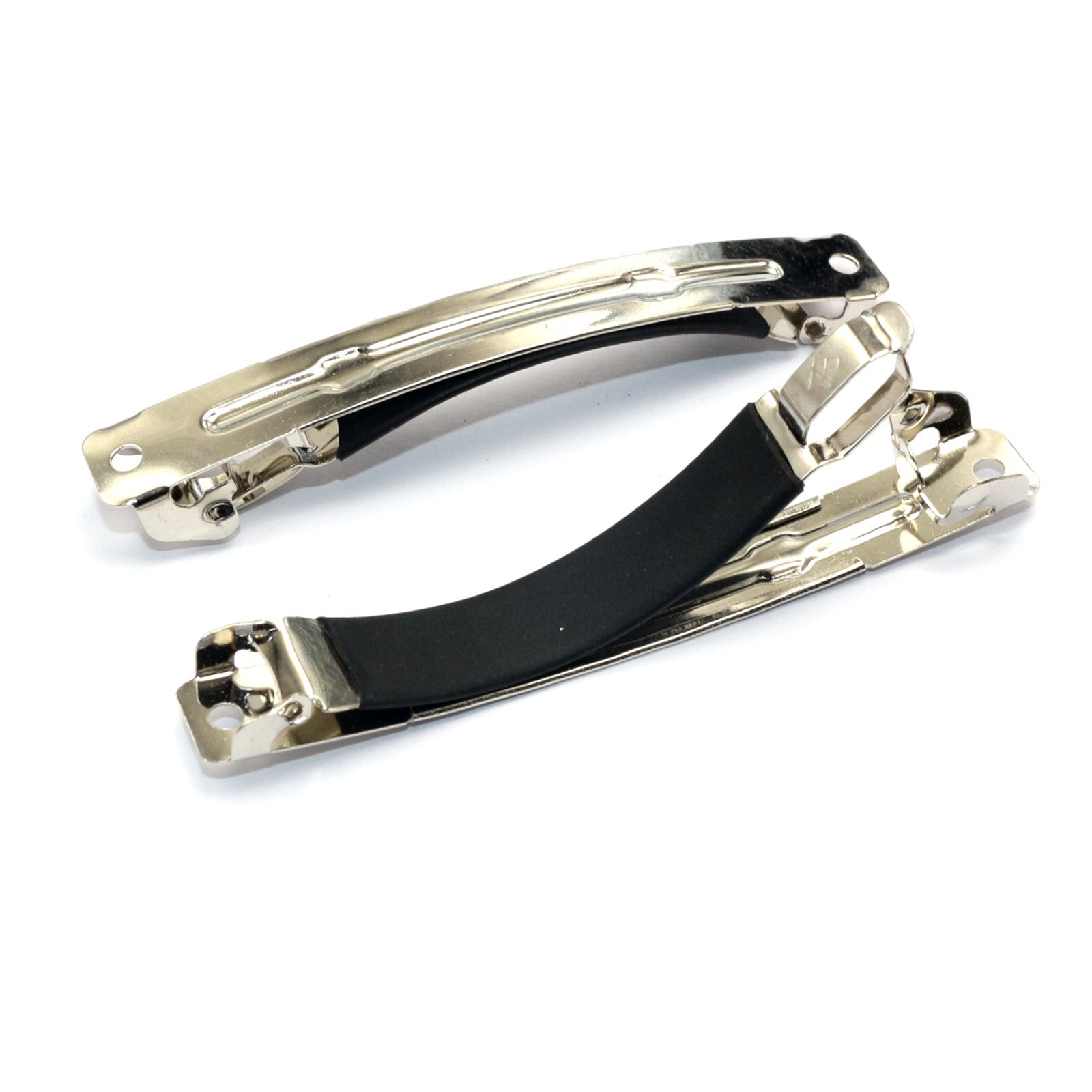 5 Pcs Silver Metal Blank French Hair Clip Barrette Rubber Cover 2.4″ 3.2″ 4″