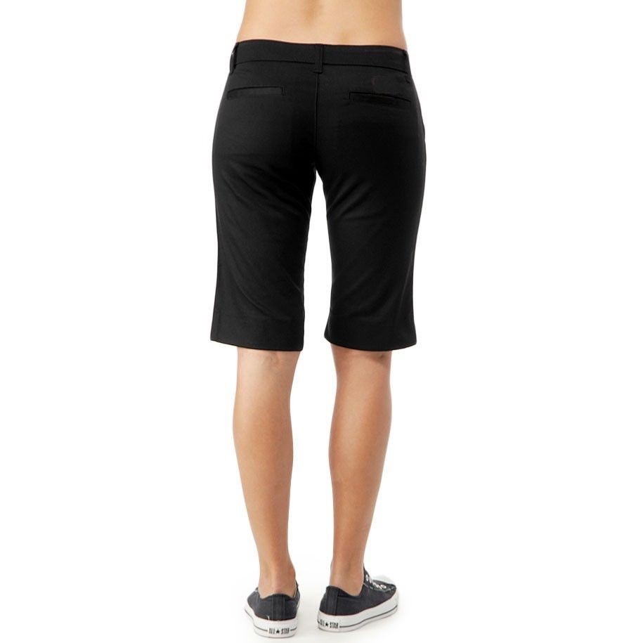 dickies womens relaxed fit black twill stretch premium boyfriend shorts 4-16 new