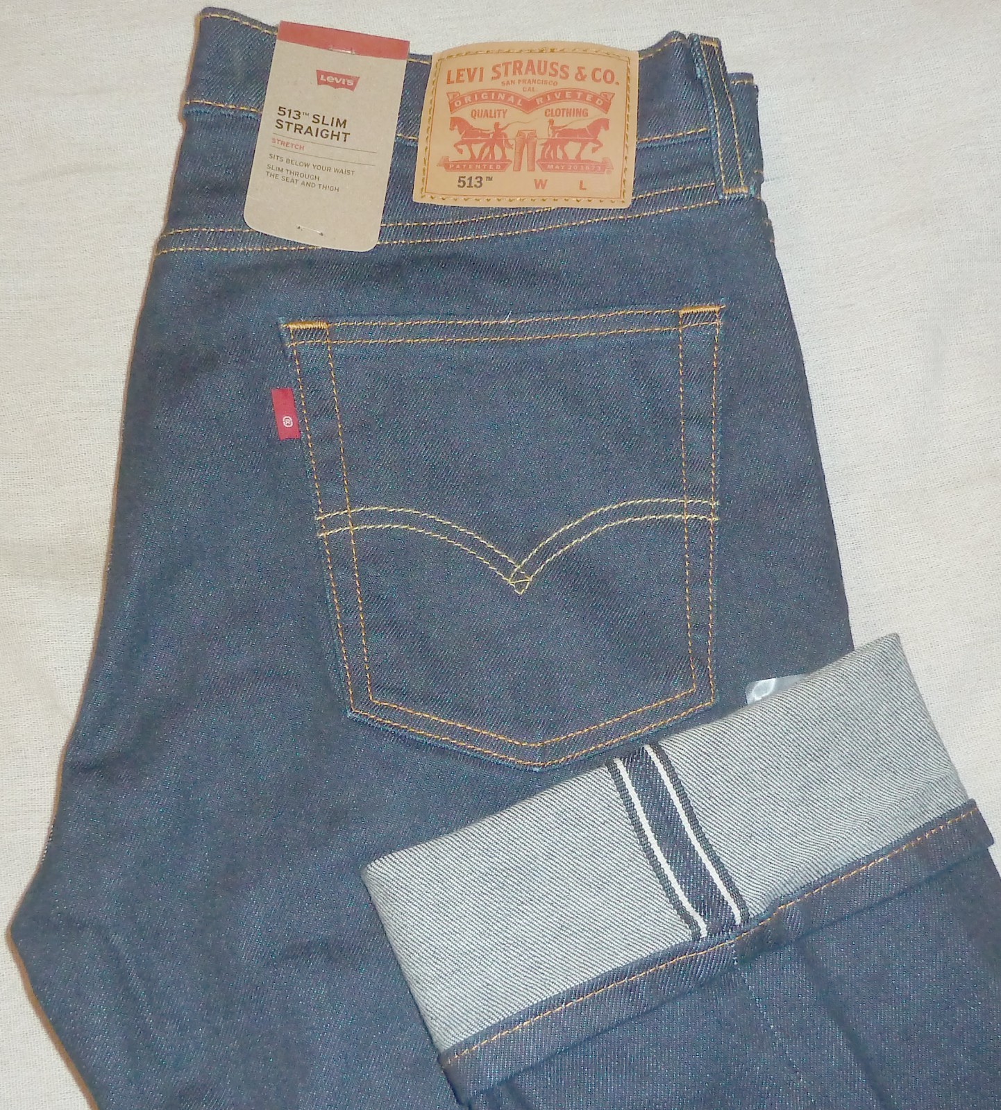 NWT Levi’s Men’s 513 Slim Straight Selvedge Stretch Jeans 085133385