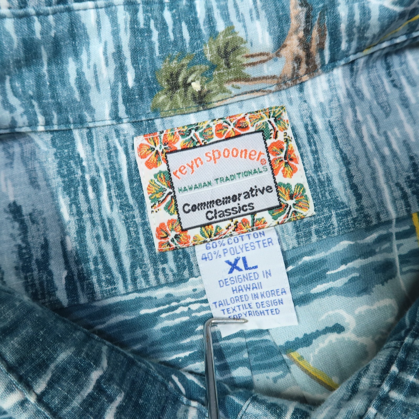 Reyn Spooner Shirt Mens XL Blue Pullover Hawaiian Boats Fishing Short Sleeve