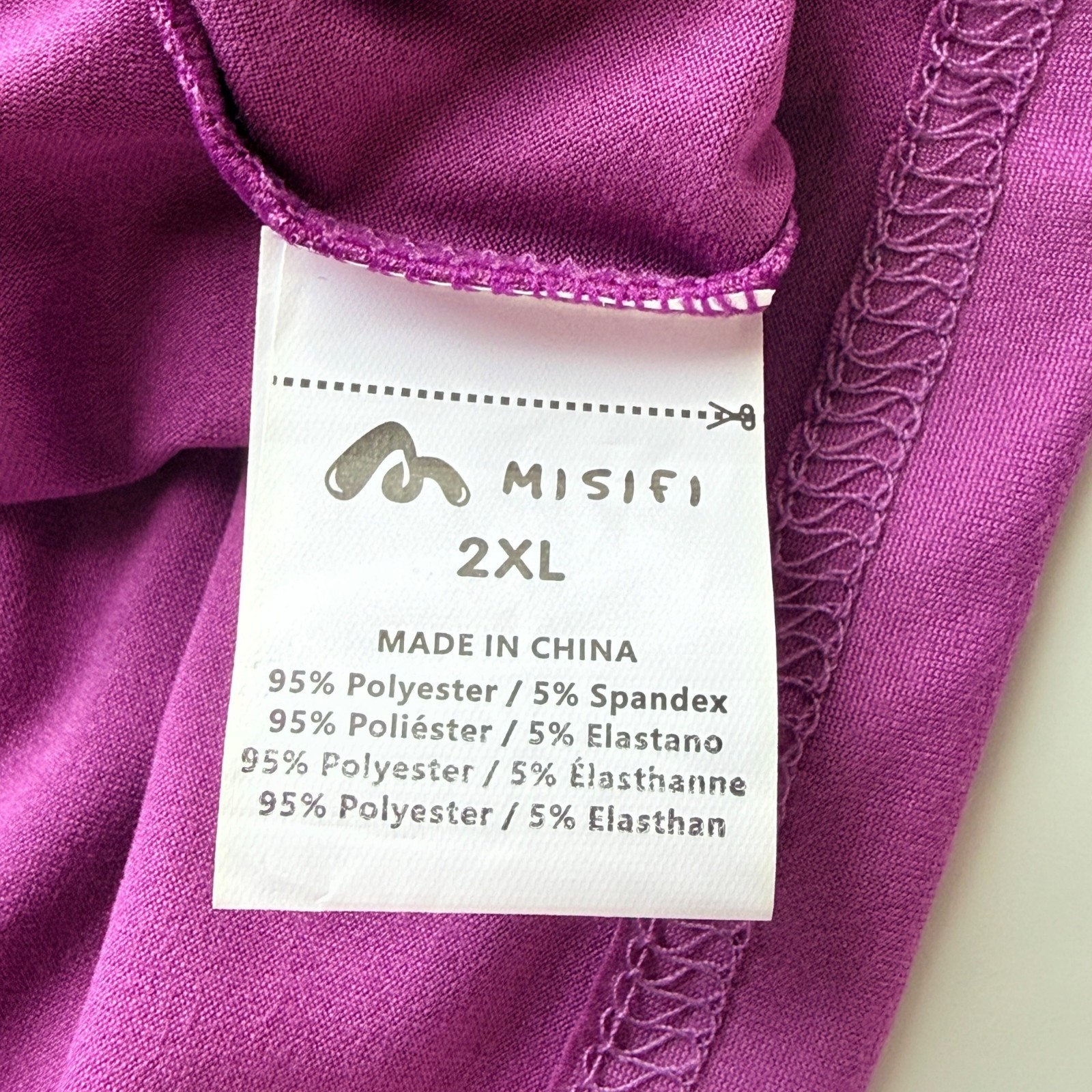 MISIFI Top Womens 2XL Purple Polyester Spandex V-Neck Short Sleeve Casual