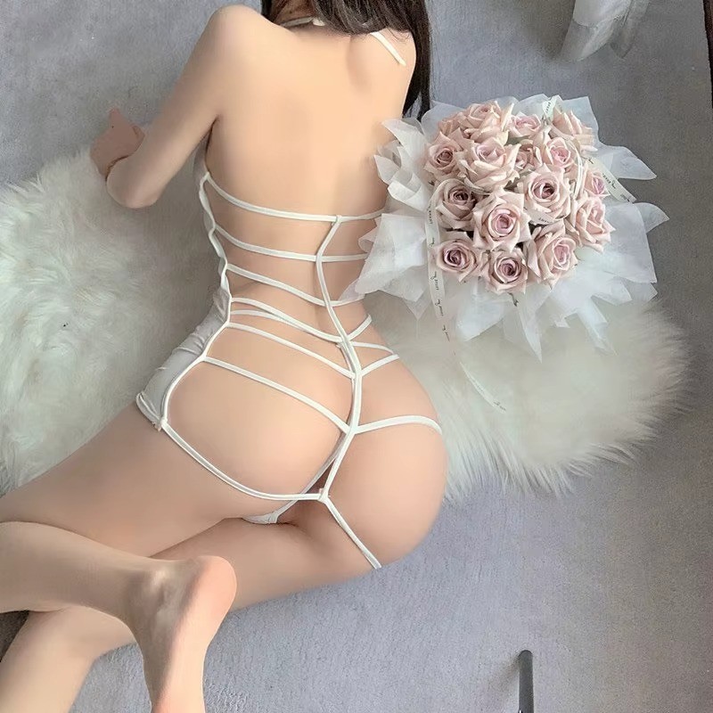 Bright Yellow Sexy Fishnet Lingerie Set Women Off Shoulder Long Sleeve Bra