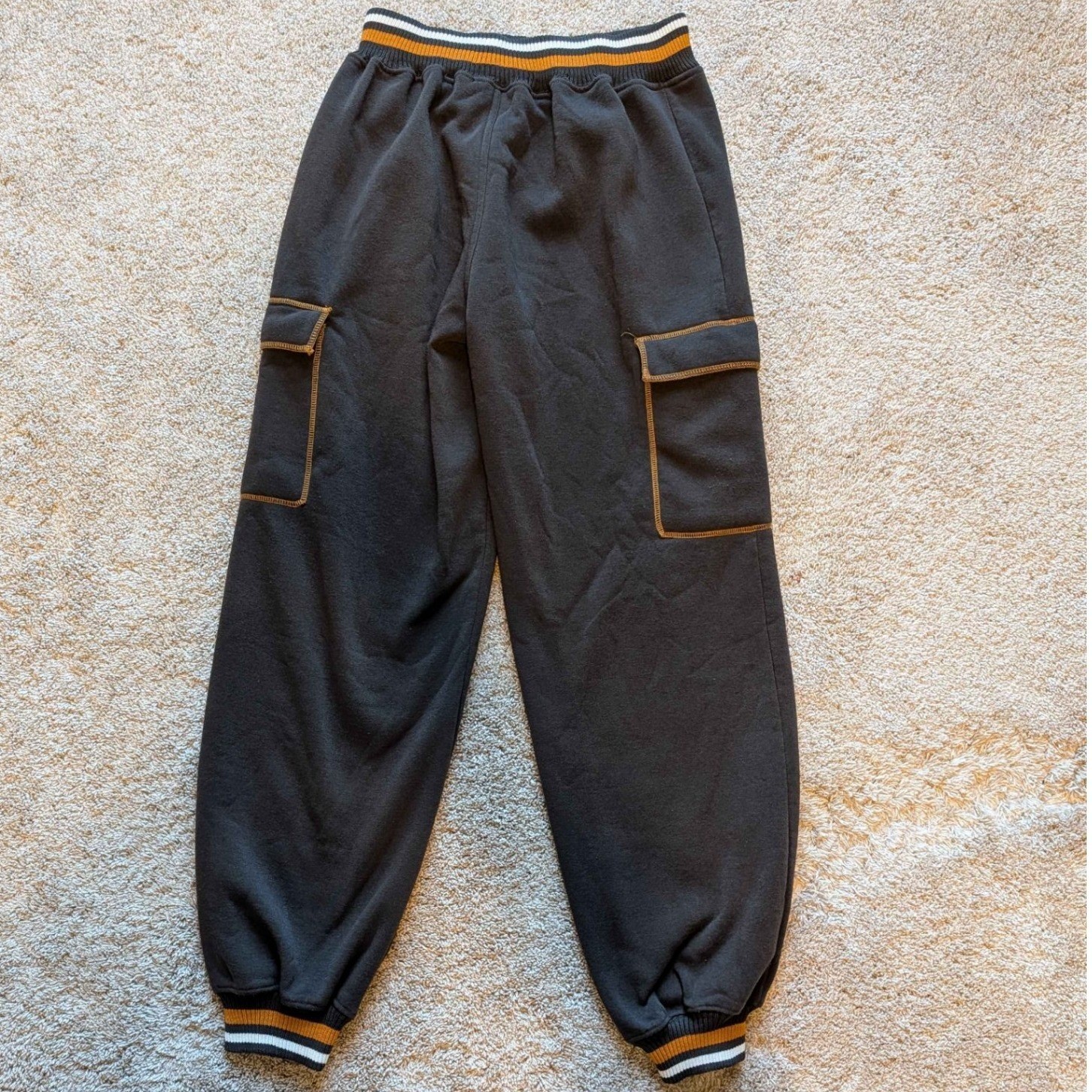 Ignition Cargo Sweatpants Mens Large Charcoal Grey Orange Contrast Stitch
