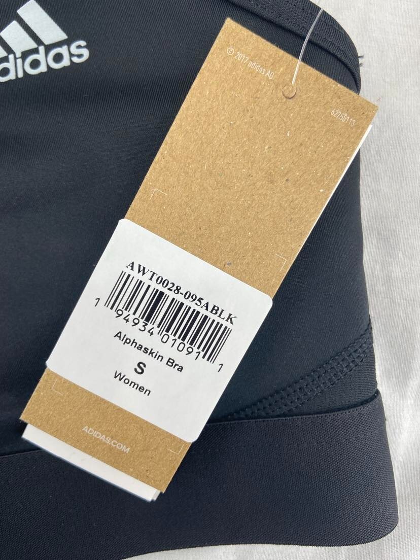 NEW Adidas Black Aeroready Alphaskin Racerback Elastic Band Sports Bra Women’s S