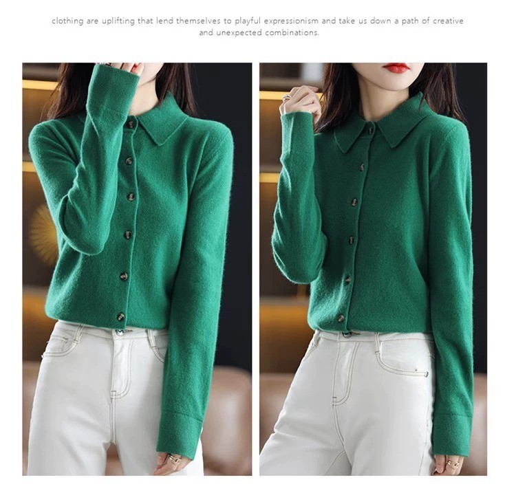 Cowl Neck 100% Cashmere Cardigan – Women’s Soft Long Sleeve Warm Sweater Hot