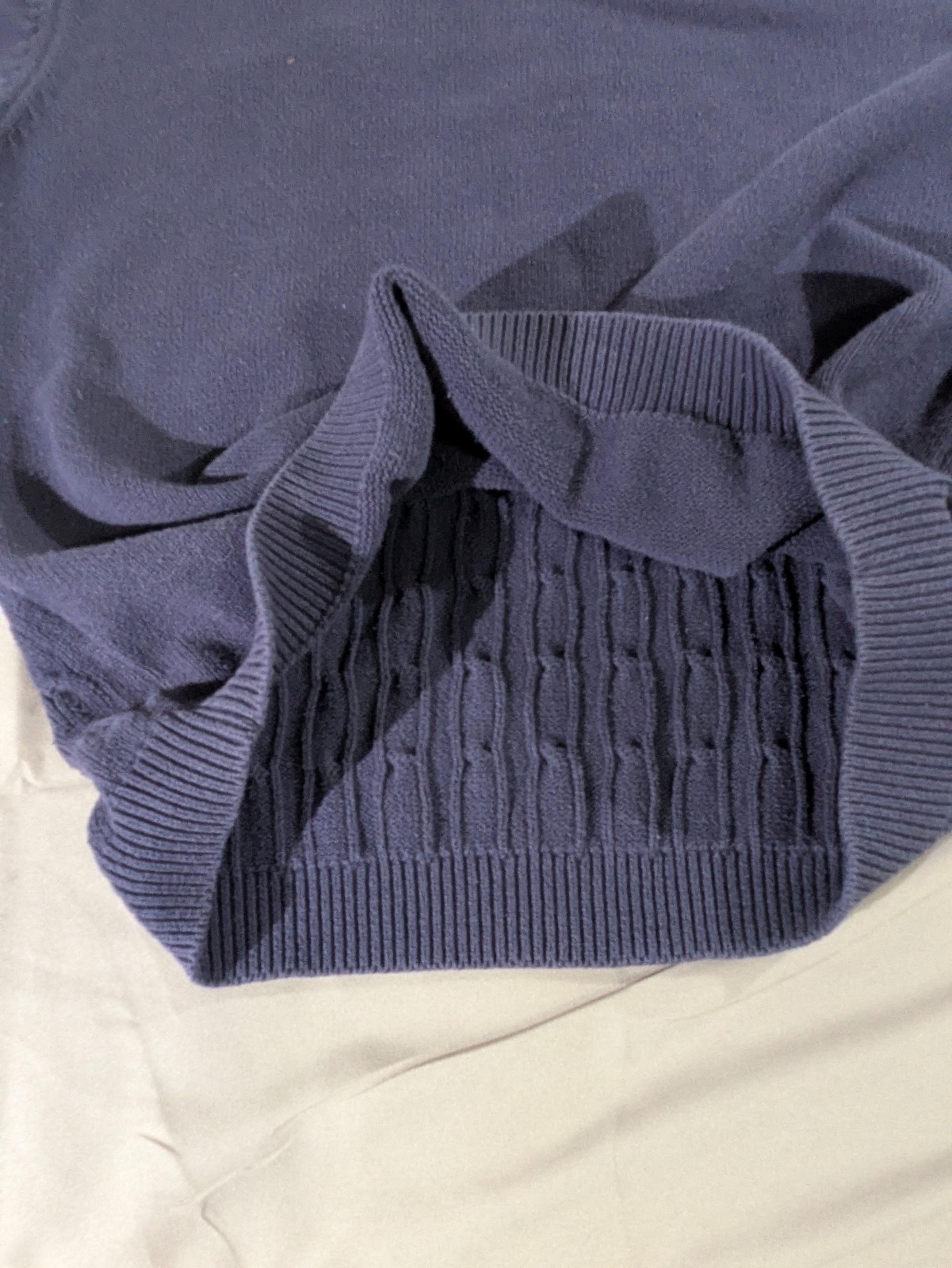 Vintage Avirex Sweater Mens Lg Blue Cable Knit Short Sleeve Collared Script Golf