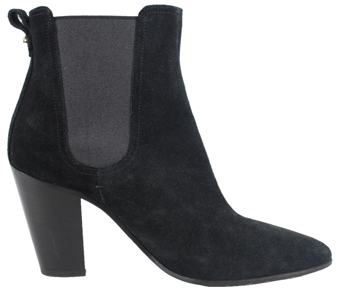 BALLY Black Suede THERESIA Almond Toe Chelsea Ankle Boots 41