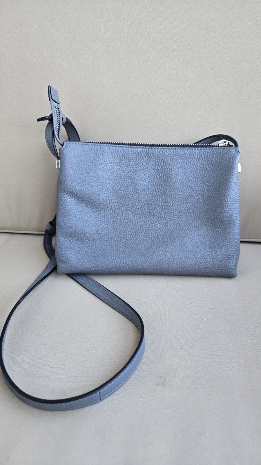 Marc Jacobs Gray Pebbled Small Crossbody Zip Top Adjustable Strap