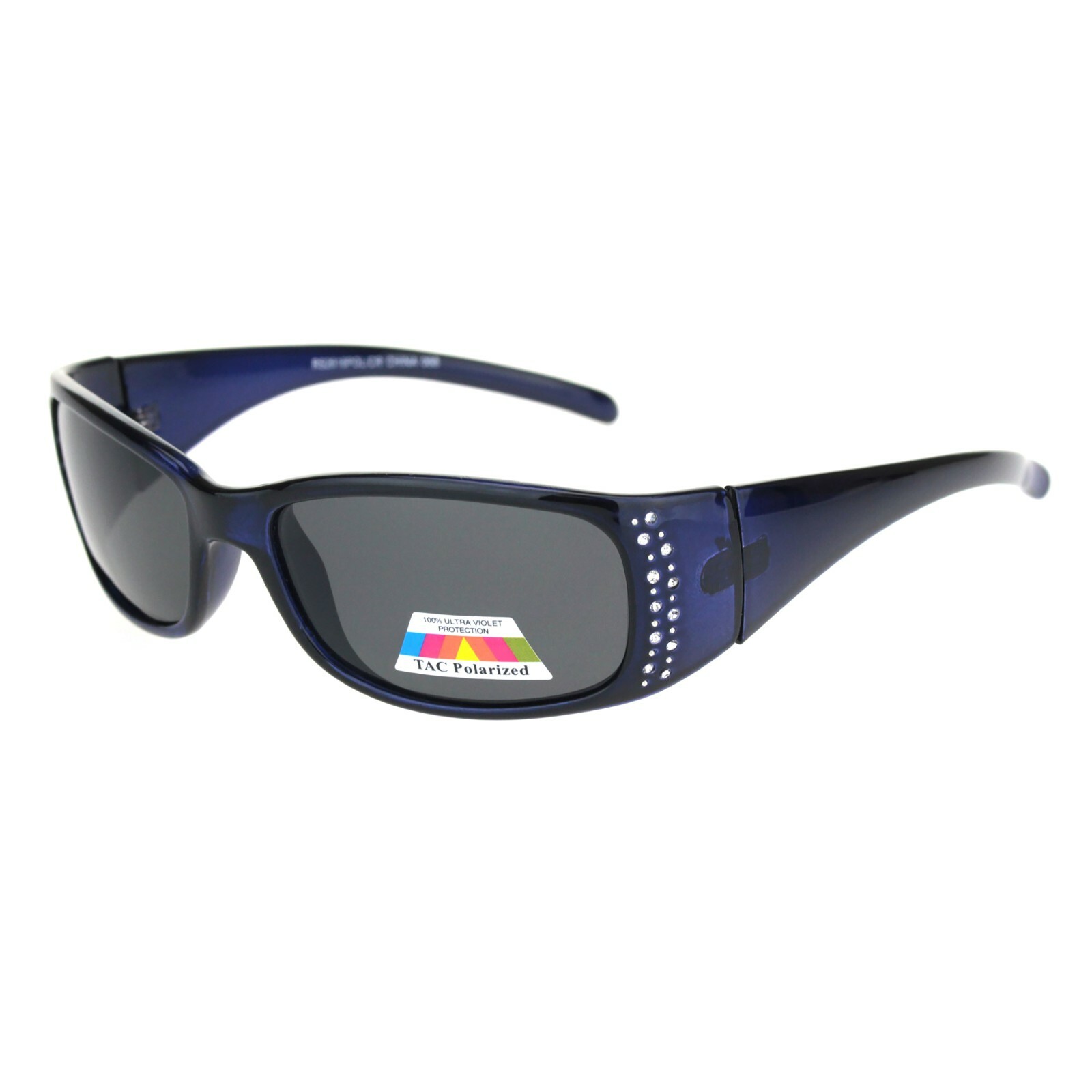 TAC Polarized Lens Sunglasses Womens Rhinestones Wrap Rectangular UV 400