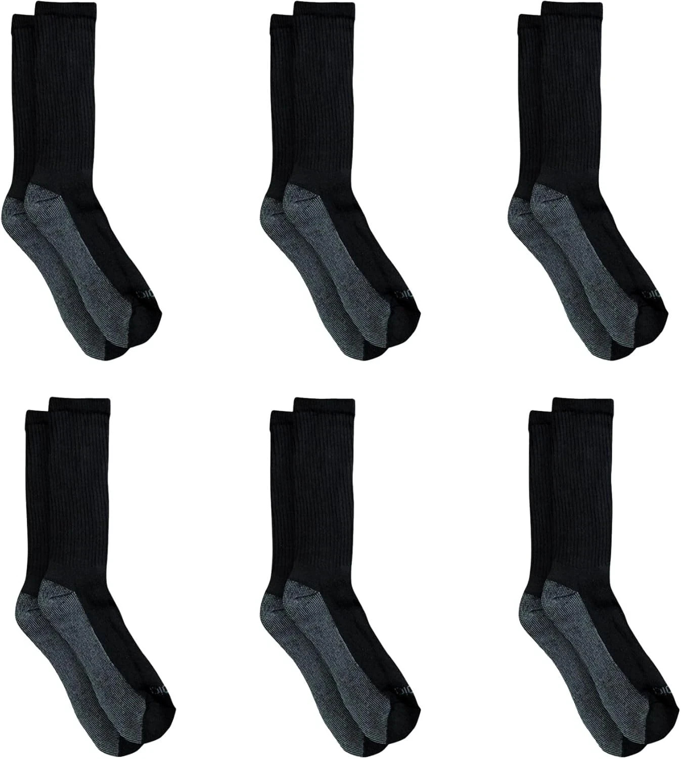 Dickies Men’s Dri-Tech Original Moisture Control Crew Socks,M-XXL-6, 12, 18Pairs